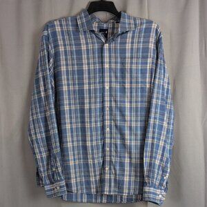 johnnie-O Performance Blue and White Plaid Men's Shirt